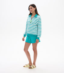 Hatley Mock Neck Pullover - Green Ceramic Stripes