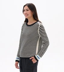 Hatley Pointelle Stripe Sweater - Classic Black