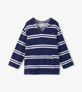 Hatley Boys Navy Stripes Hooded Long Sleeve Cover-Up