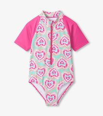 Hatley Girls Hearts One-Piece Rashguard Swimsuit