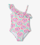Hatley Girls Hearts One-Shoulder Swimsuit
