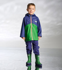 Hatley Boys Navy & Green Colorblock Rain Jacket