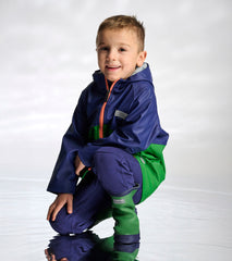 Hatley Boys Navy & Green Colorblock Rain Jacket