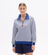 Hatley Mock Neck Pullover - Mezarine Blue Stripes
