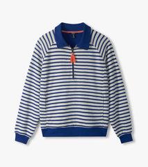 Hatley Mock Neck Pullover - Mezarine Blue Stripes