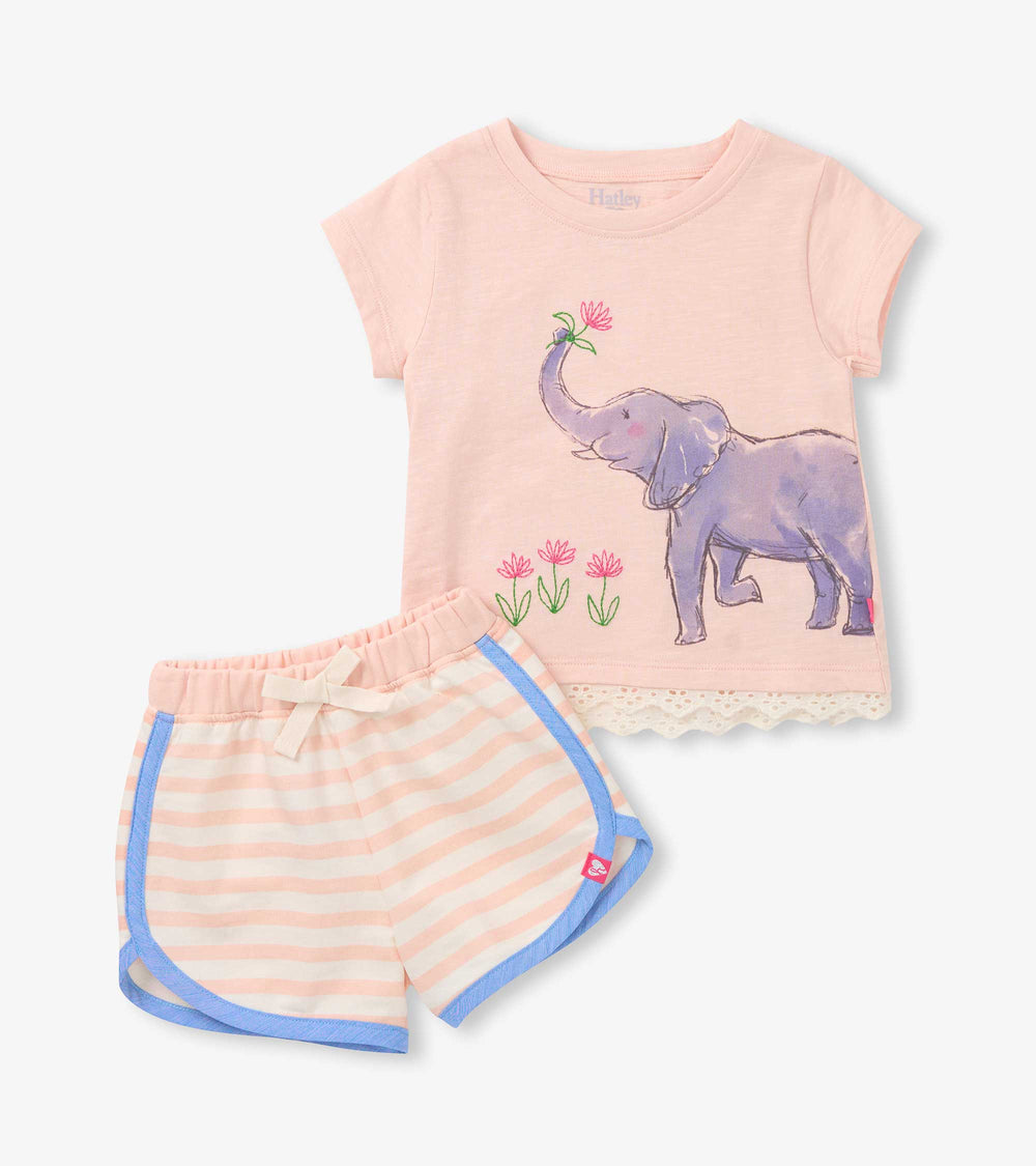 Hatley Baby & Toddler Girls Elephant T-Shirt & Short Set
