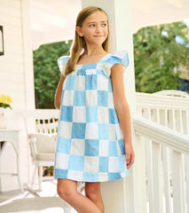 Hatley Girls Chambray Patches Flutter Puff Dress