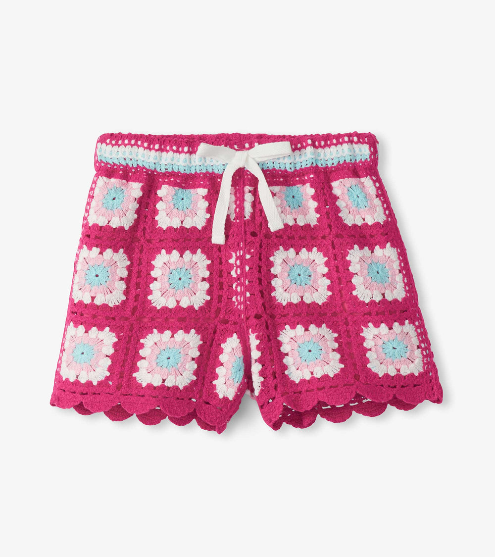 Hatley Girls Raspberry Rose Crochet Shorts