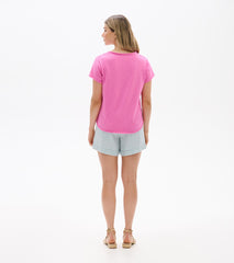 Hatley Sadie V-Neck Tee - Super Pink