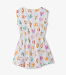 Hatley Girls Shells and Sunshine Smocked Waist Dress
