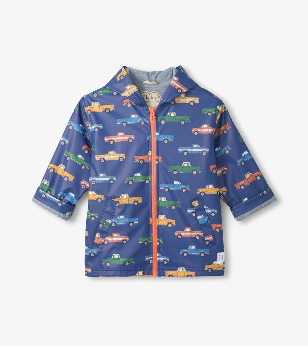 Hatley Boys Trucks Zip-Up Rain Jacket