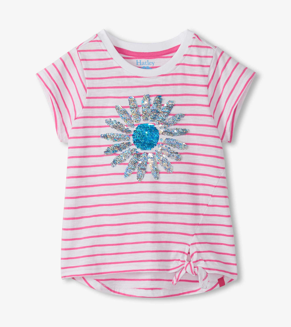 Hatley Girls Radiant Flower Striped Tie Front T-Shirt