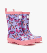 Hatley Girls Violet Butterflies Shiny Rain Boots