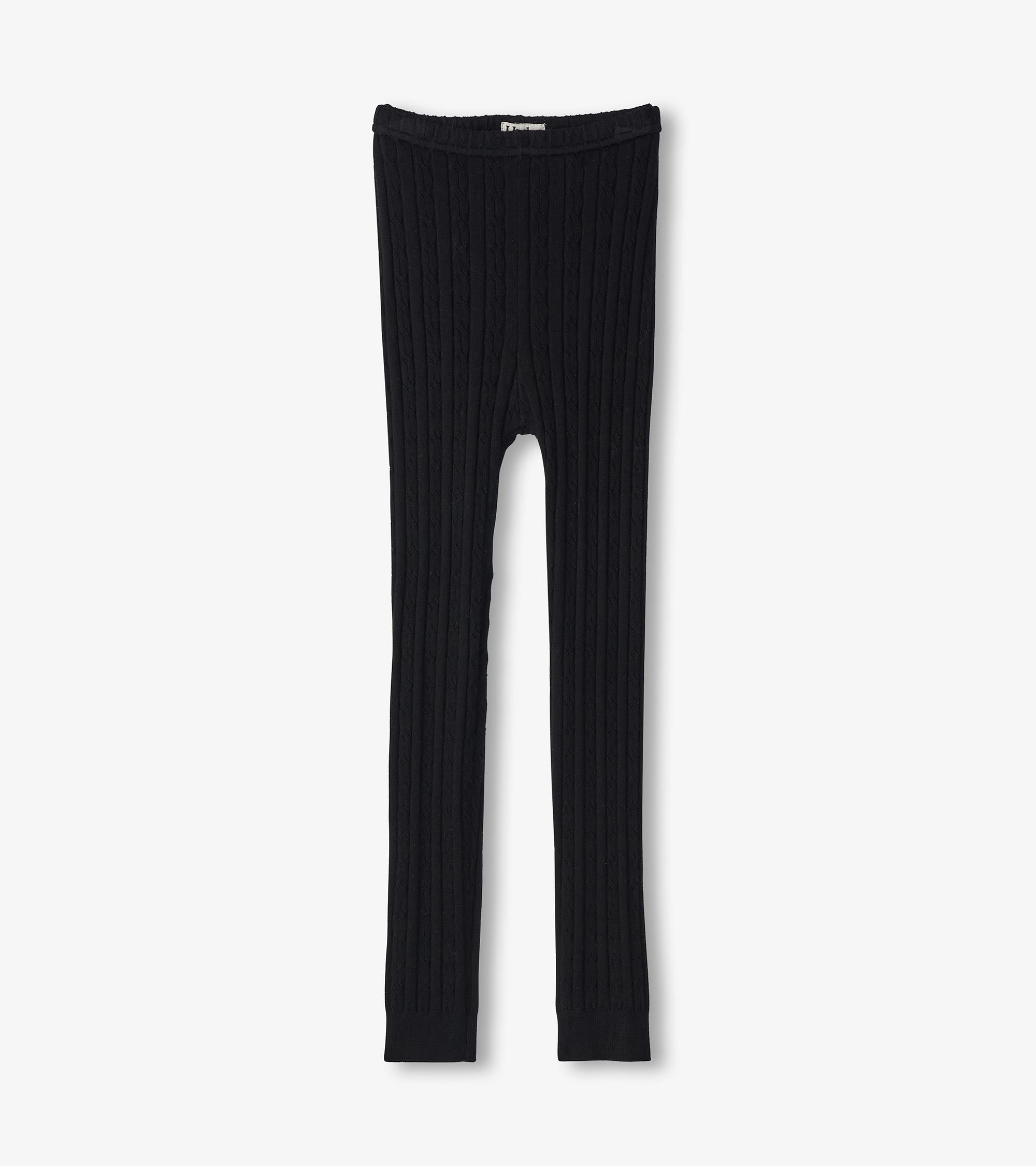 Hatley Girls Black Cable Knit Leggings