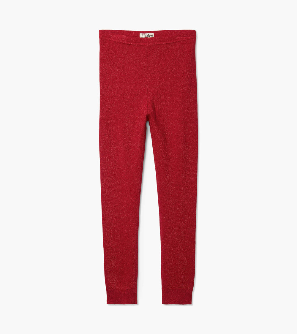 Hatley Girls Red Shimmer Knit Leggings
