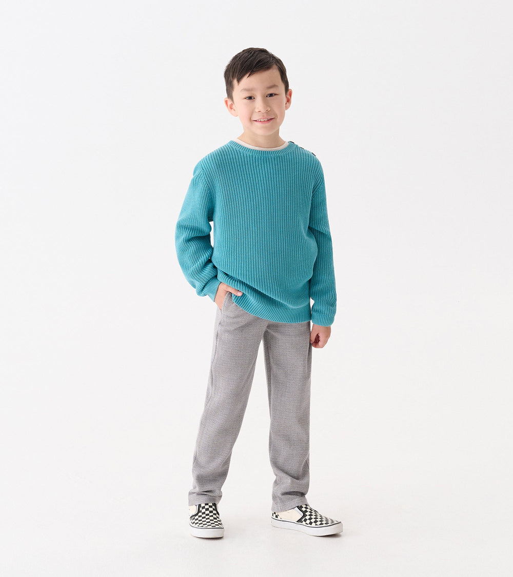 Hatley Boys Dark Grey Herringbone Straight Leg Pants
