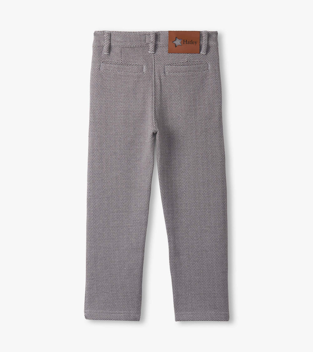 Hatley Boys Dark Grey Herringbone Straight Leg Pants