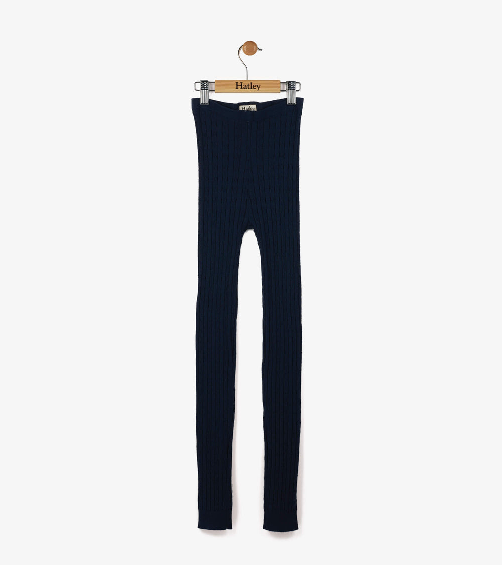Hatley Girls Navy Cable Knit Tights