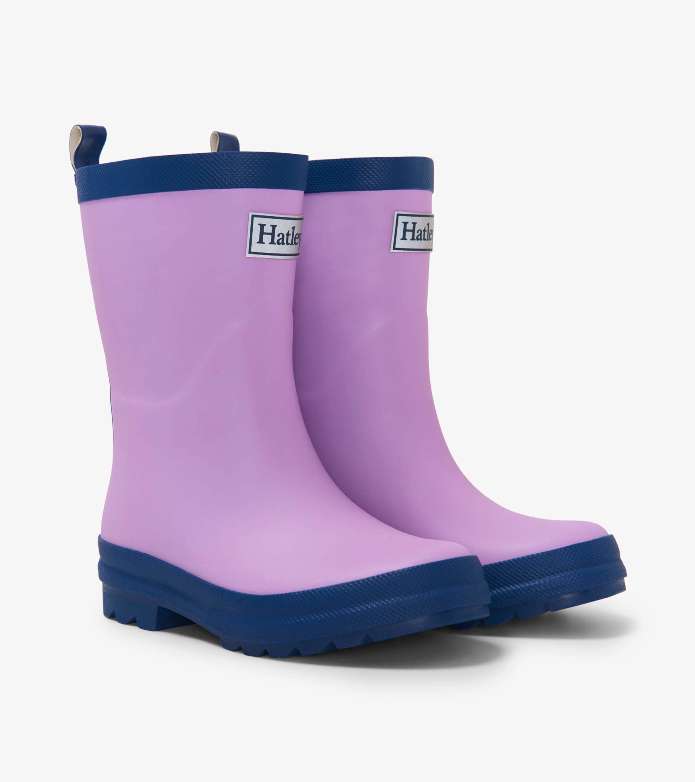 Hatley Kids Lilac And Navy Matte Rain Boots