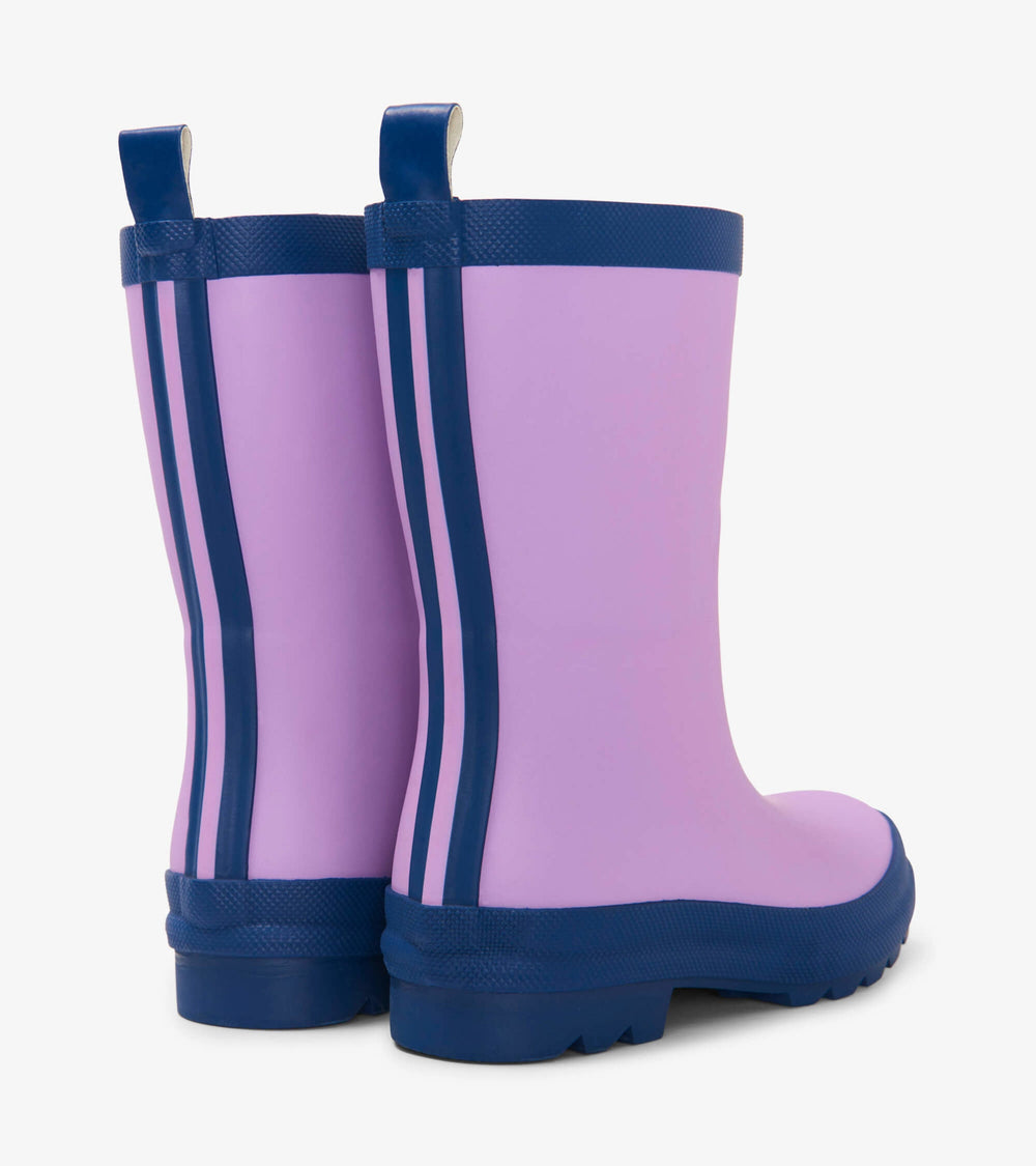 Hatley Kids Lilac And Navy Matte Rain Boots