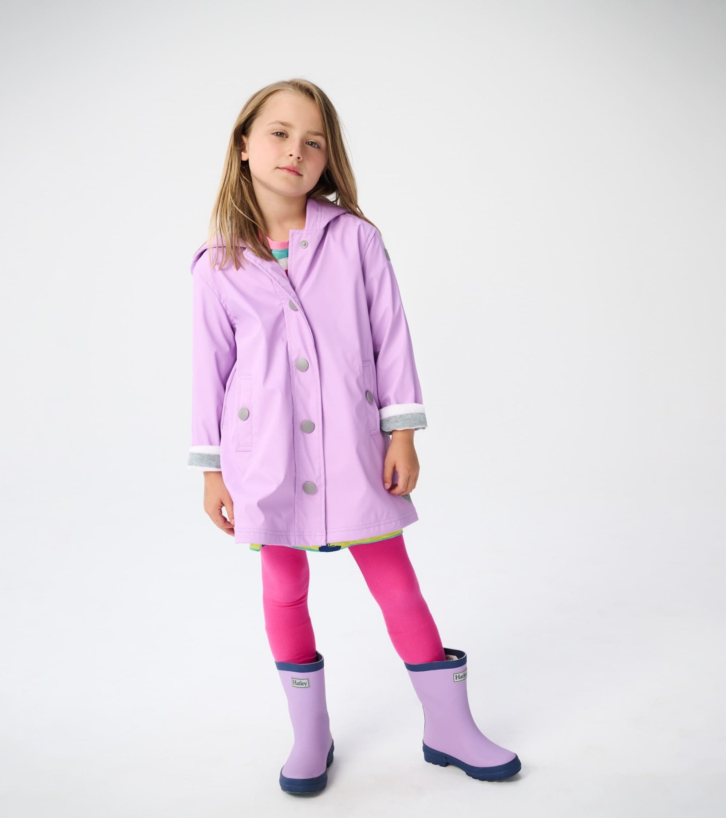 Hatley Kids Lilac And Navy Matte Rain Boots