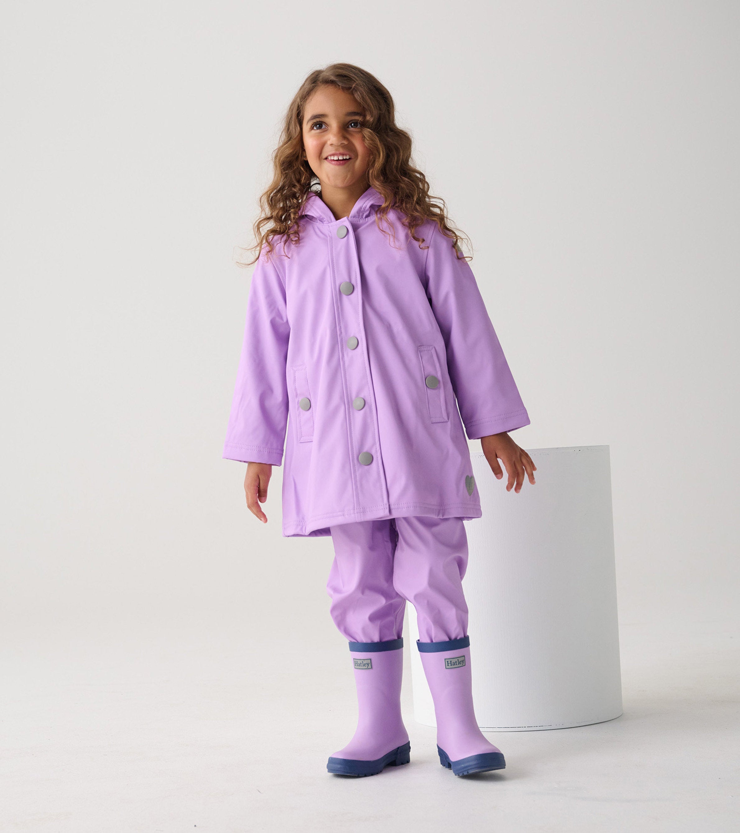 Hatley Girls Lilac Button-Up Rain Jacket