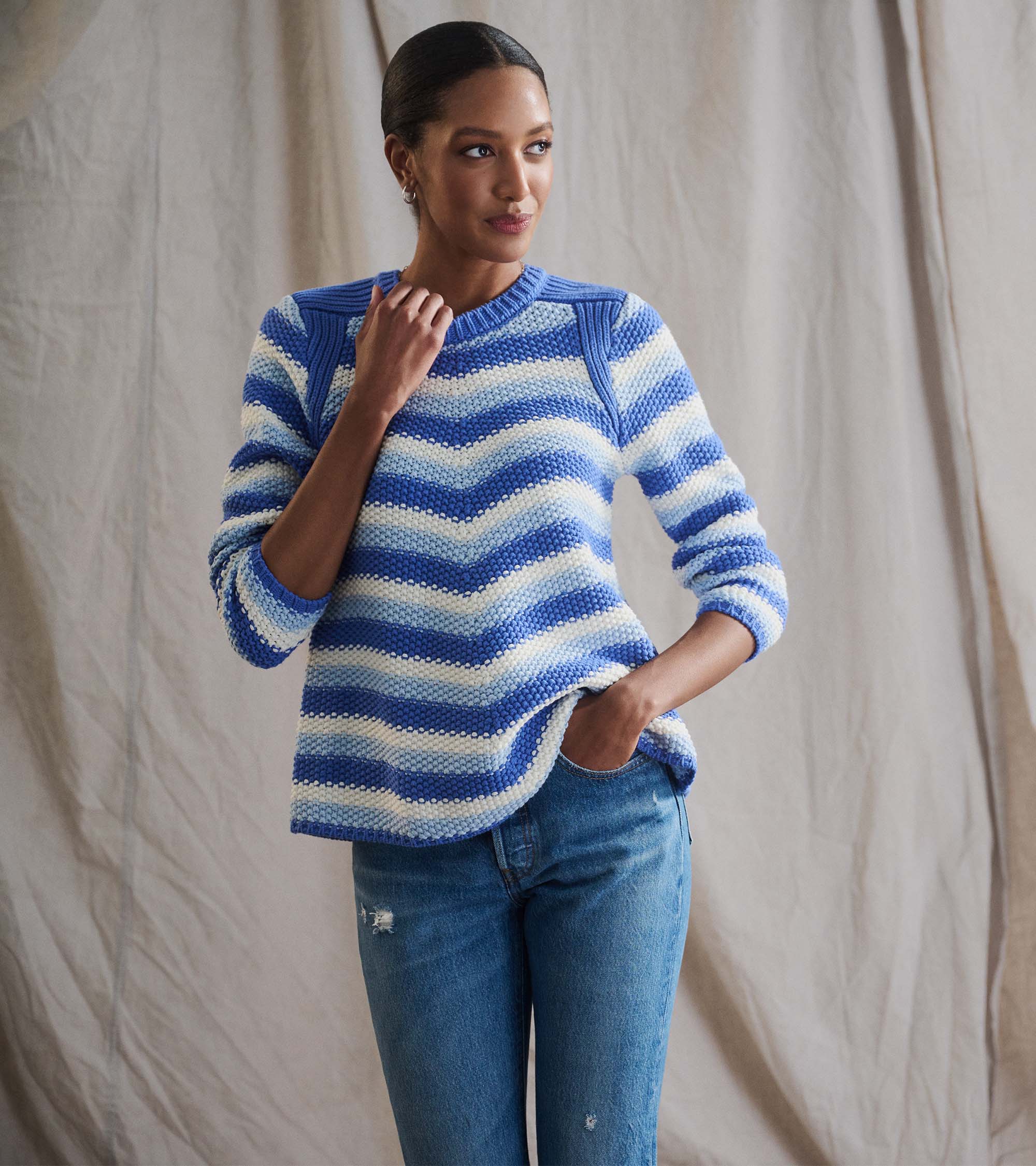 Hatley Chevron Swing Sweater - Navy Blue