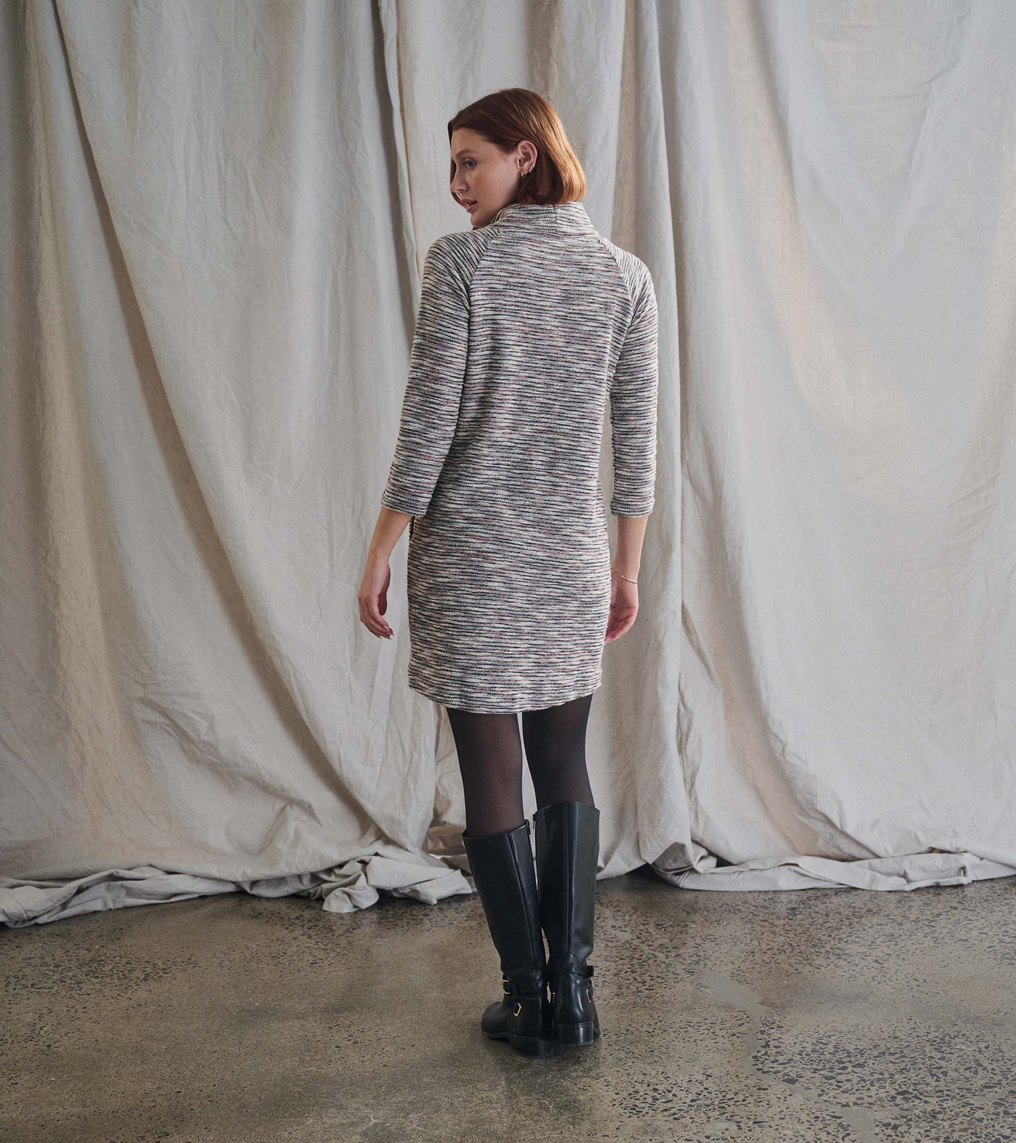Hatley Draped Collar Dress - Heather Grey