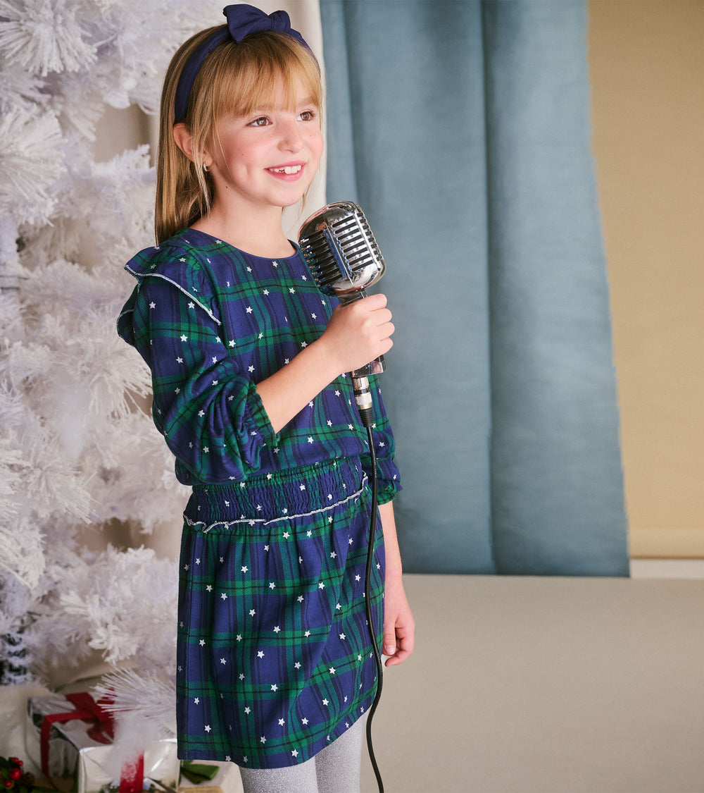 Hatley Girls Blackwatch Plaid Smocked Waist Dress