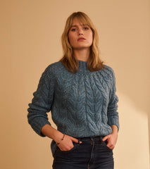 Hatley Dylan Cable Knit Sweater - Blue Heather