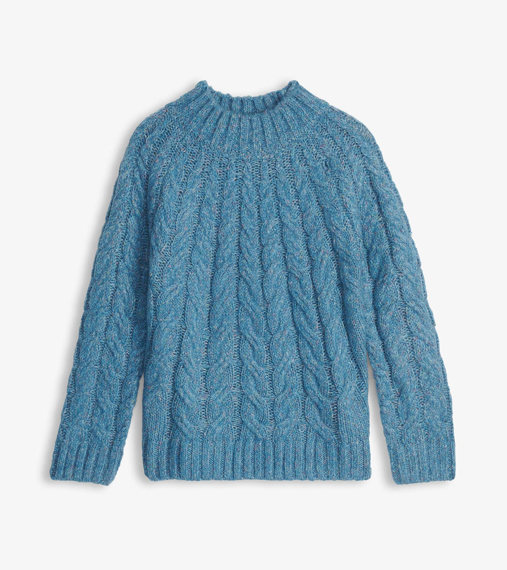 Hatley Dylan Cable Knit Sweater - Blue Heather