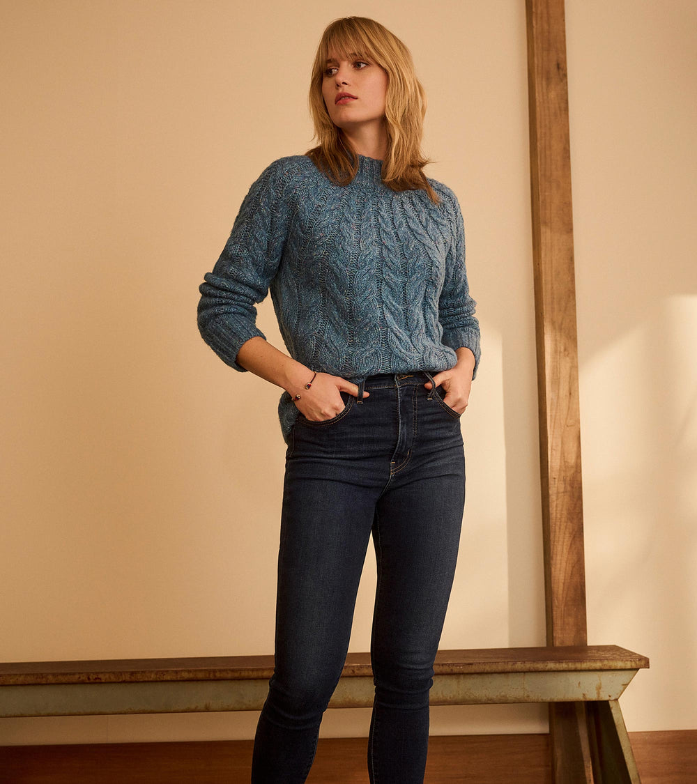 Hatley Dylan Cable Knit Sweater - Blue Heather