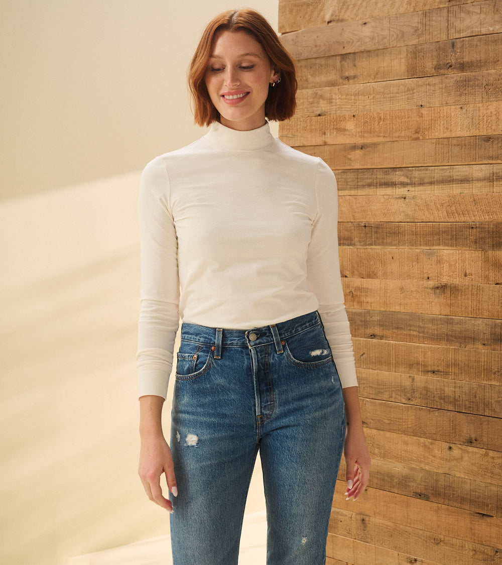 Hatley Mock Neck Top - Cream White
