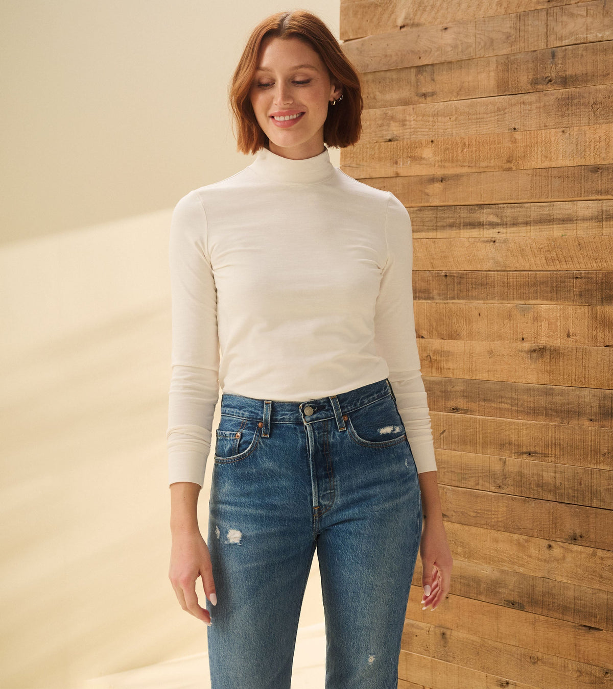 Hatley Mock Neck Top - Cream White