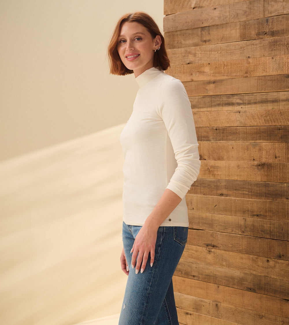 Hatley Mock Neck Top - Cream White