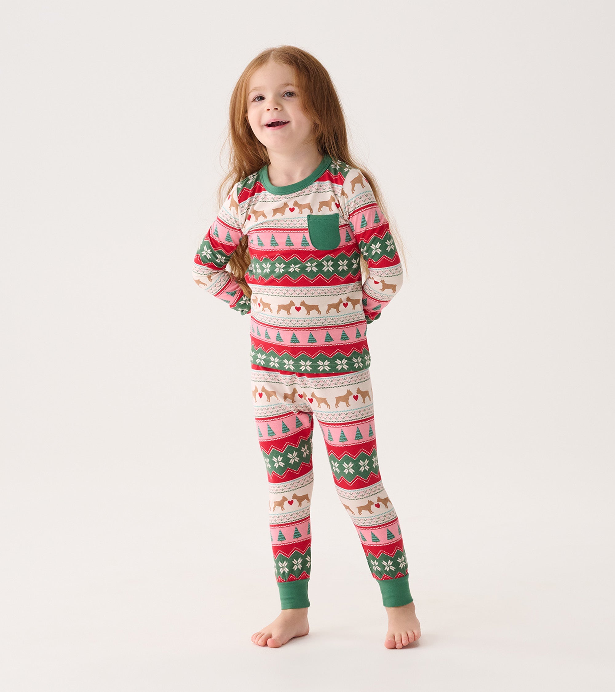 Hatley Girls Puppy Hearts Fair Isle Bamboo Pajama Set