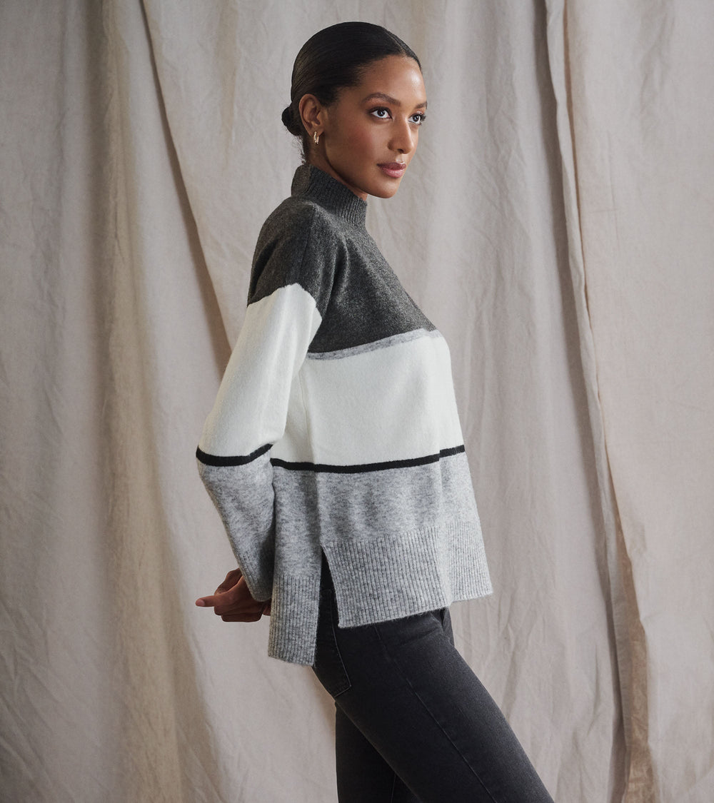 Hatley Mock Neck Tunic - Grey Block