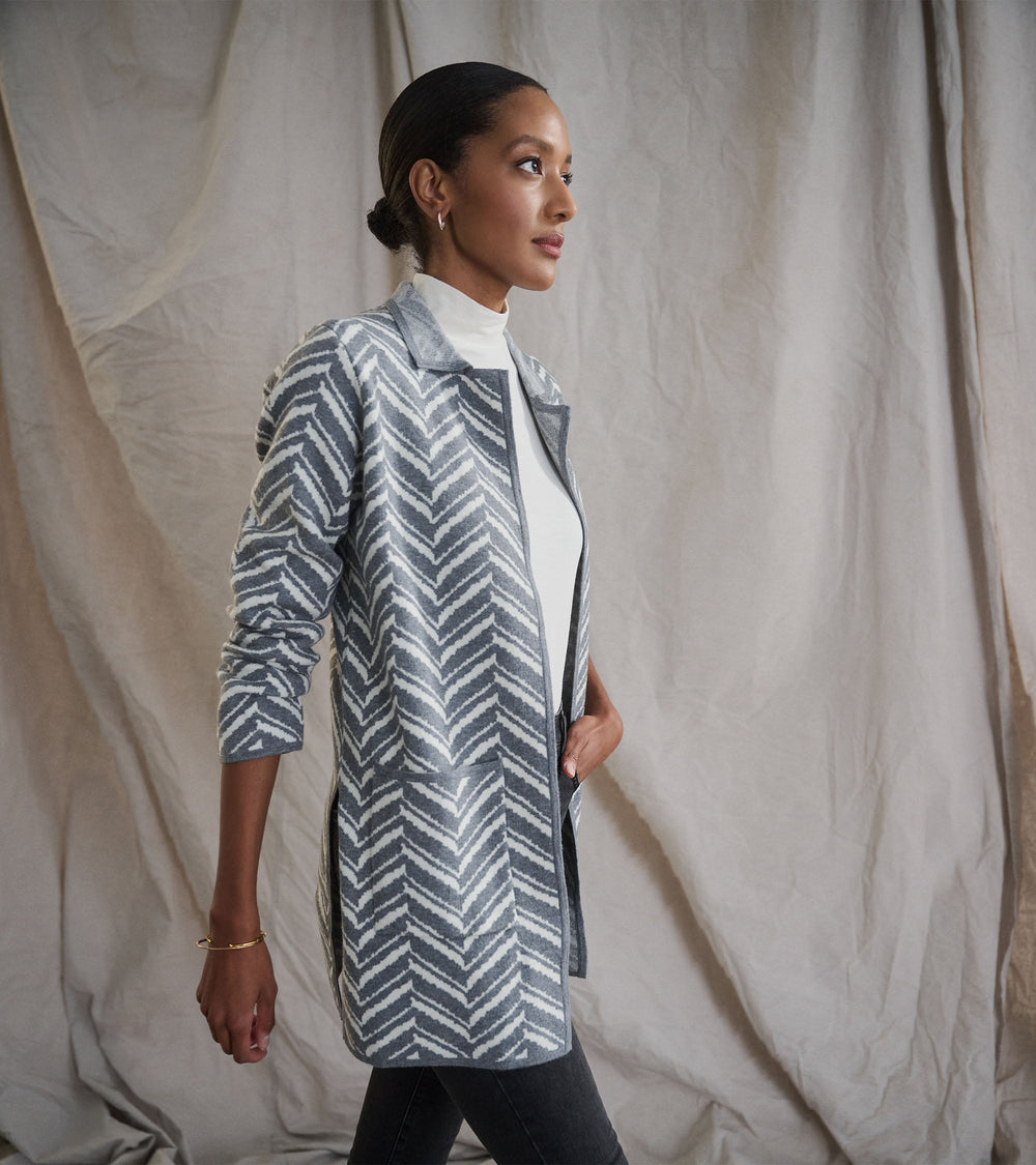 Hatley Sweater Blazer - Grey Chevron