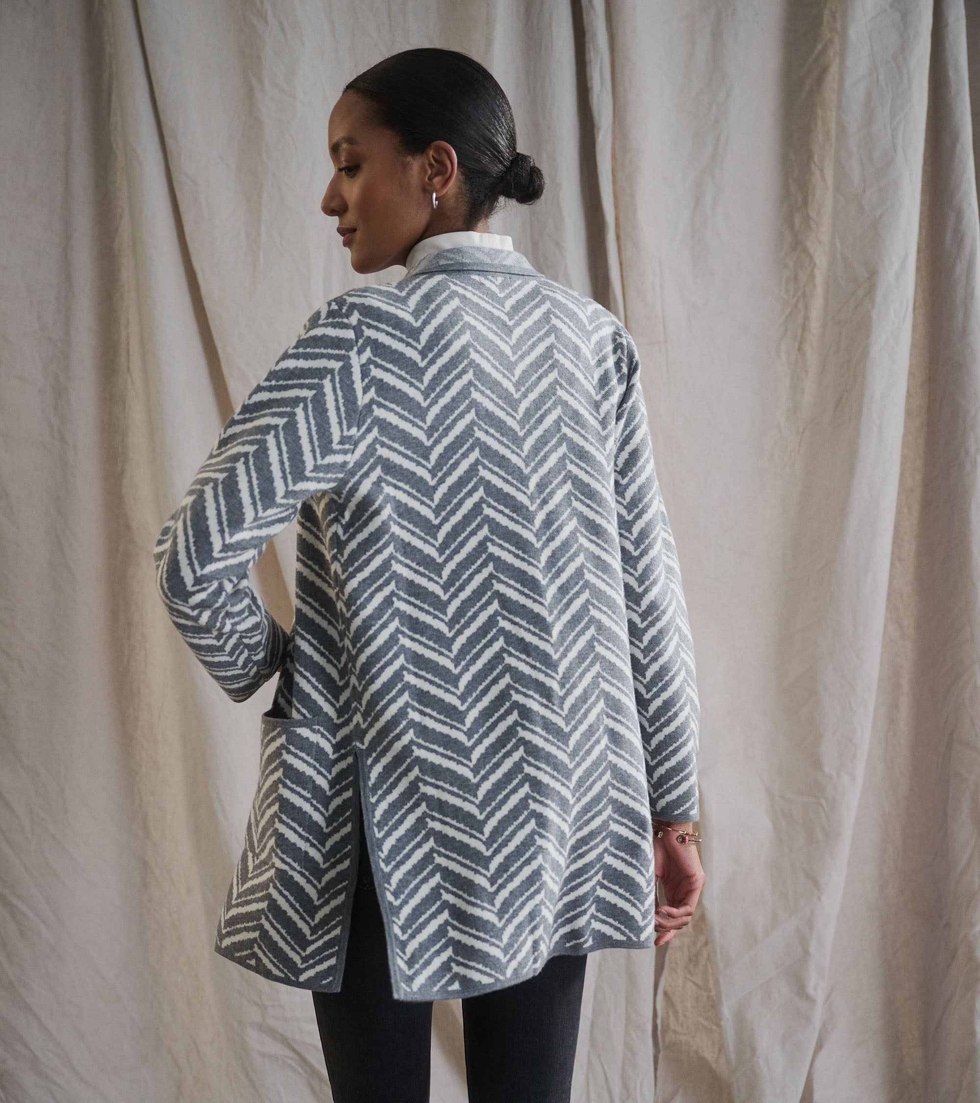 Hatley Sweater Blazer - Grey Chevron
