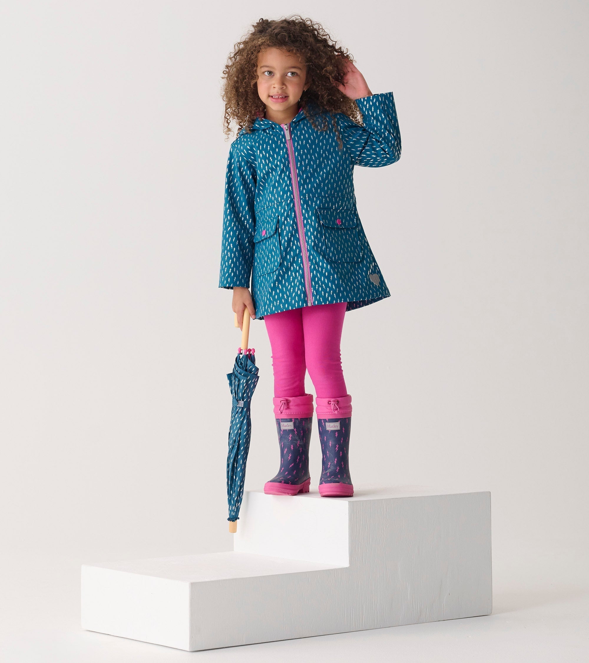 Hatley Girls Mini Lightning Bolts Zip-Up Rain Jacket