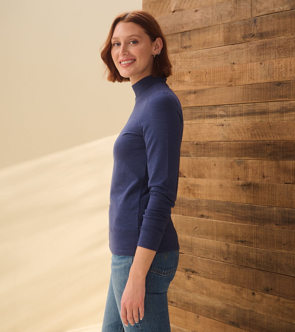 Hatley Mock Neck Top - Patriot Blue