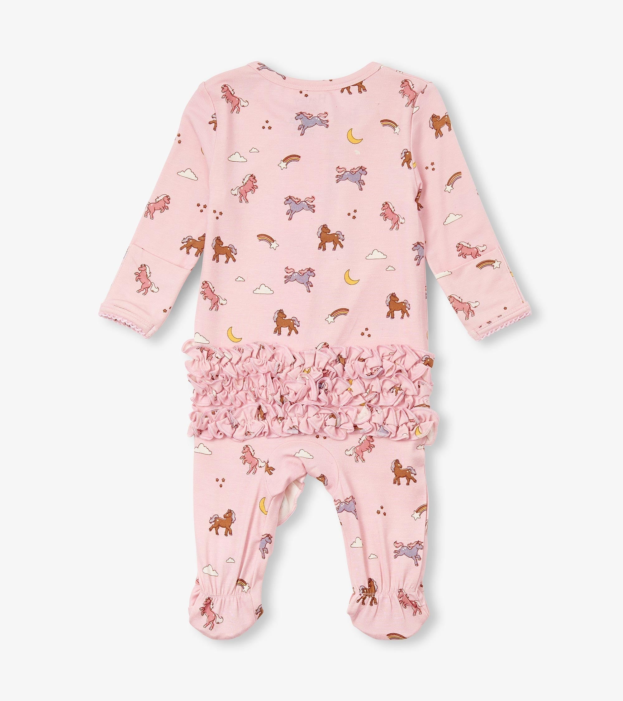 Hatley Baby Girls Whimsical Ponies Ruffle Bum Bamboo Sleeper