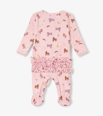 Hatley Baby Girls Whimsical Ponies Ruffle Bum Bamboo Sleeper