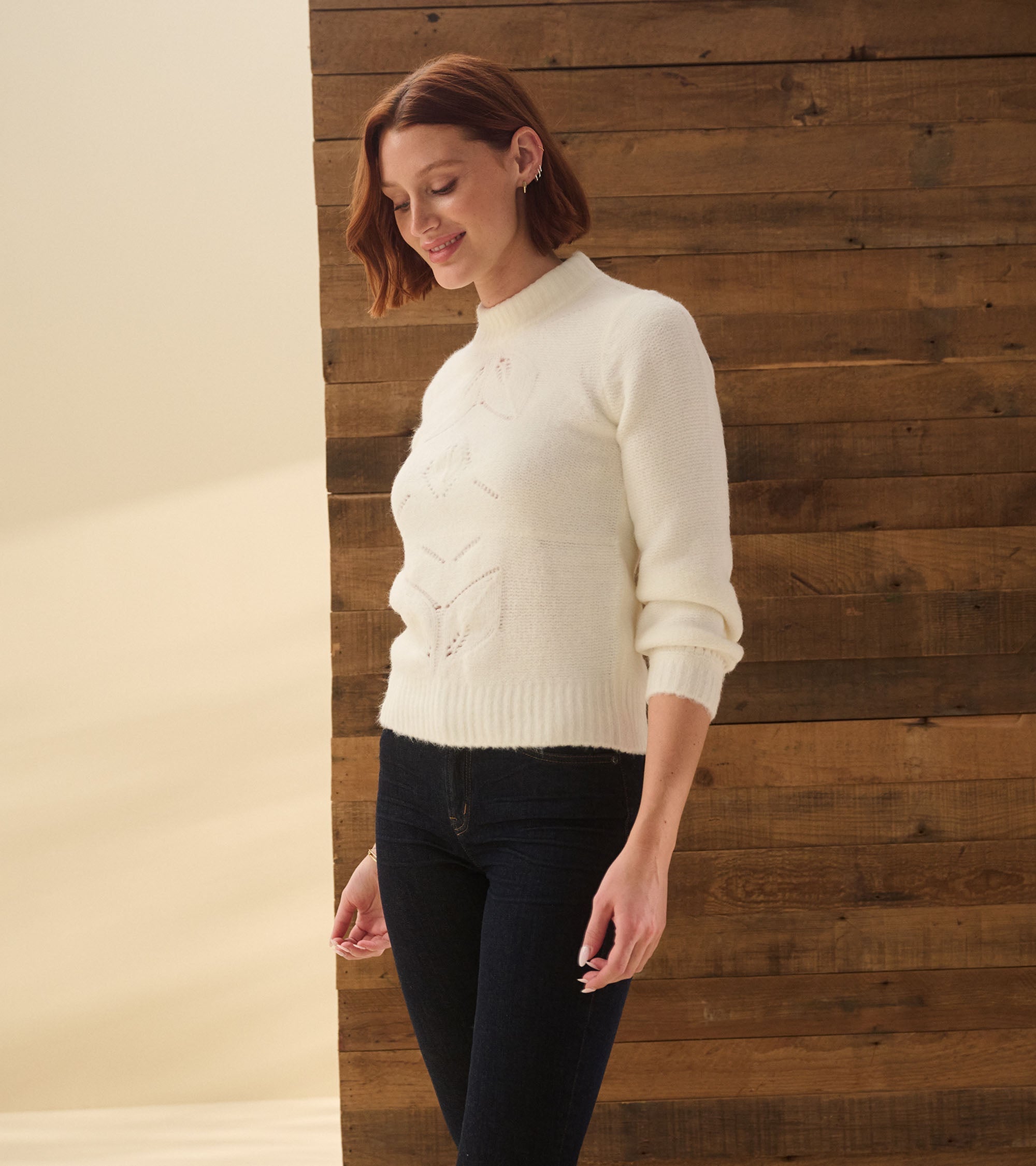 Hatley Petal Cable Sweater - Winter White