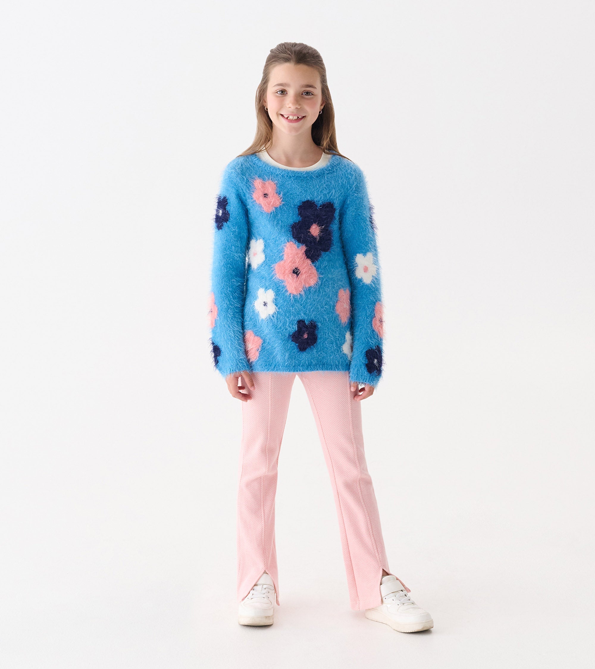 Hatley Girls Floral Cluster Furry Sweater