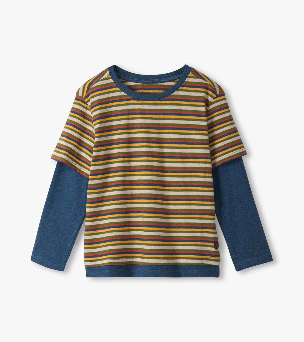 Hatley Boys Autumn Stripe Fooler Long Sleeve T-Shirt