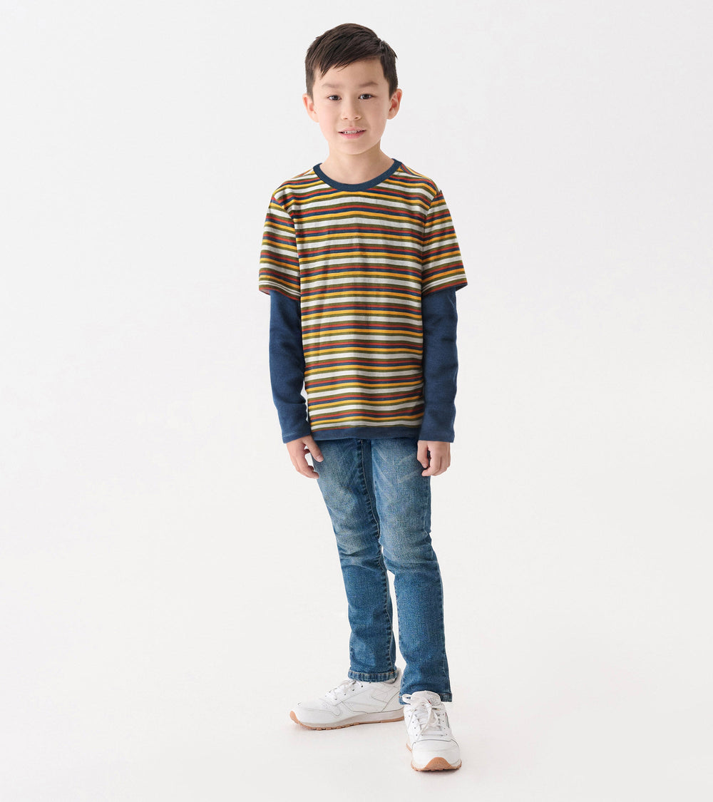 Hatley Boys Autumn Stripe Fooler Long Sleeve T-Shirt