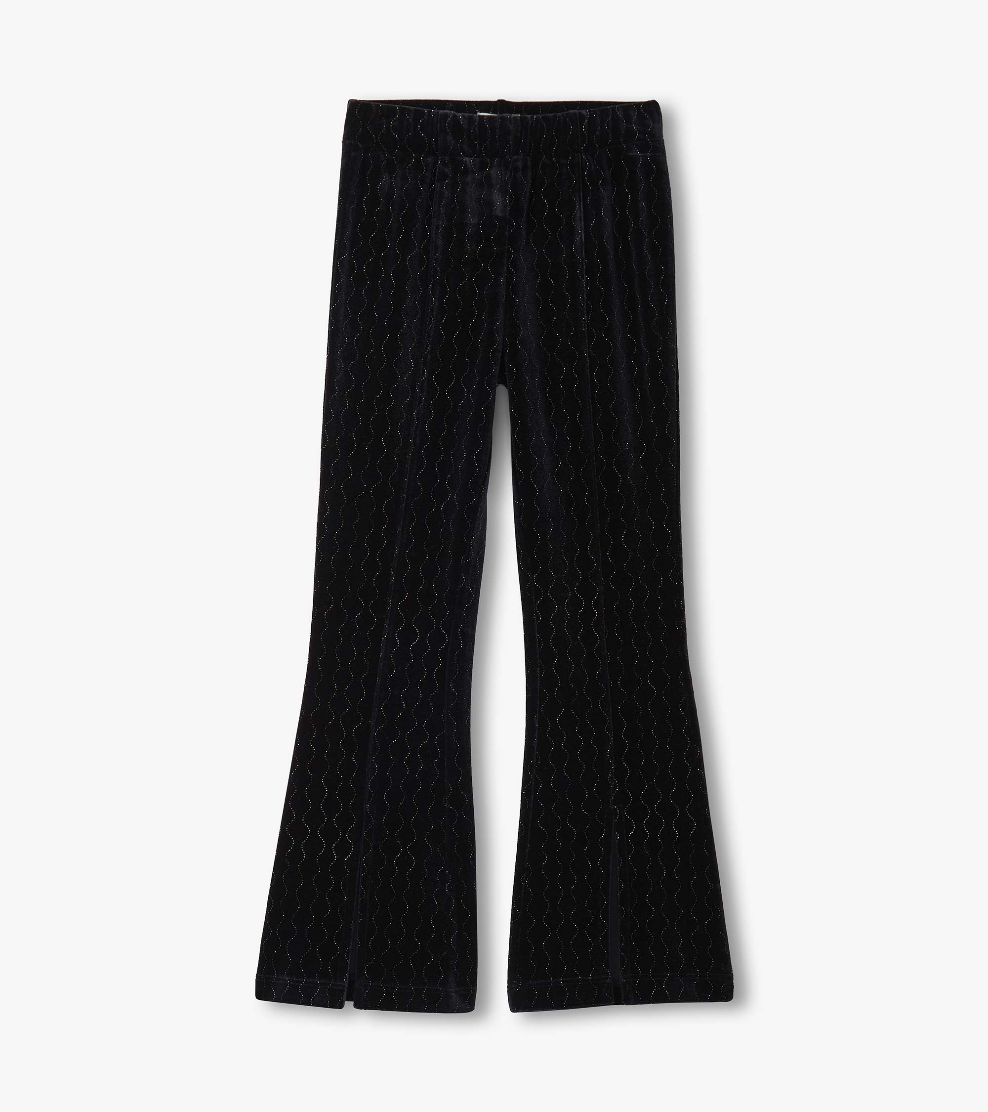 Hatley Girls Black Sparkle Wave Velour Flared Pants