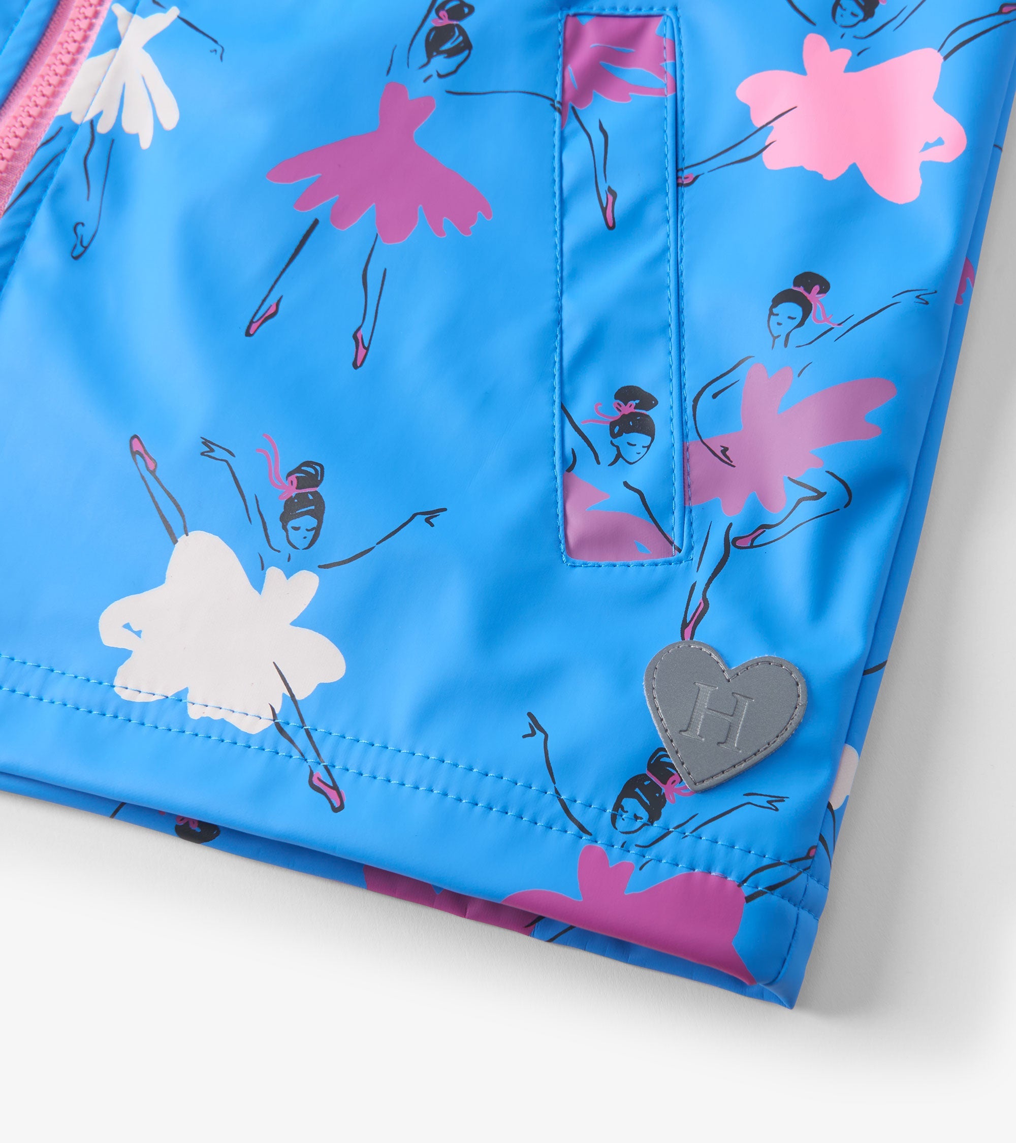 Hatley Girls Ballet School Color Changing Zip-Up Rain Jacket