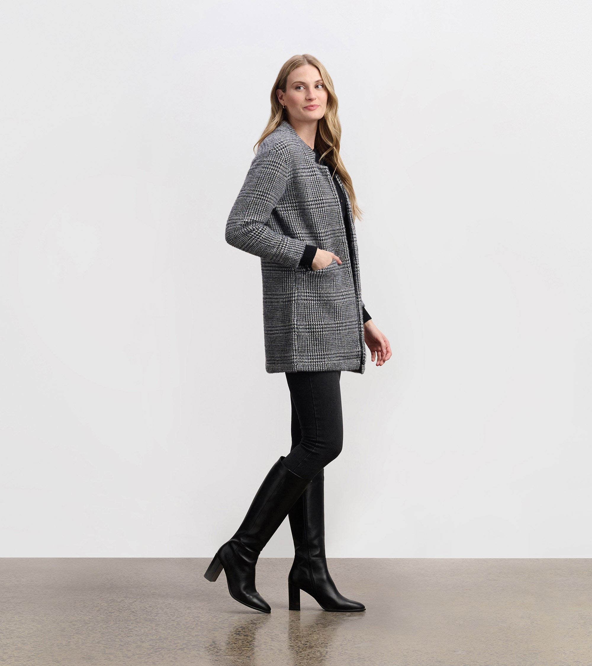 Hatley Cozy Open Blazer - Black Check